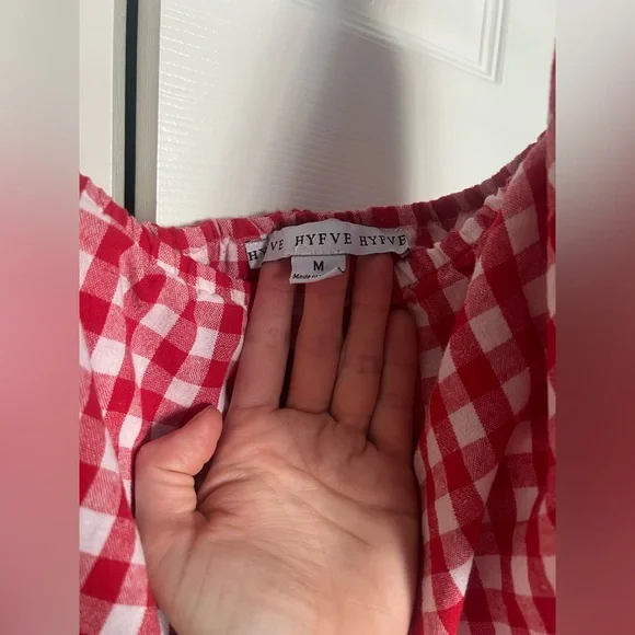HYFVE Red and White Gingham Romper - Picture 3 of 3